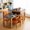 His Highness's Nordic solid wood island dining table Japanese style telescopic integrated cherry wood small apartment bar slate storage sideboard