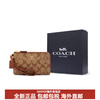 COACH CornerZip Double Layer Double Zipper Canvas with Leather Coin Purse Mahjong Bag Clutch Regular Women's Brown Basic Pack (Bag + Dust Bag)