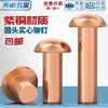 Tianzhuo Hardware National Standard Pure Red Copper Full Copper Percussion Solid Round Head Rivet Semi-round Head Yuan Cap Copper Nail M2M3M4M5M6M8mm M8*50-3 pcs
