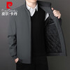 Pierre Cardin Jacket Men's Autumn and Winter Business Casual Stand Collar Large Size Thickened Warm Jacket Black Cotton XL