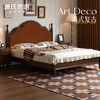 Genji Wood Language Solid Wood Bed Medieval Large Board American Retro Soft Bed Bedroom Dark Walnut Double Bed 1.8m Fish Belly White