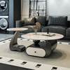 Seaworthy slate coffee table living room light luxury high-end 2025 new tea table tea table modern simple small apartment coffee table combination combination black frame white cabinet bright white slate 80+50