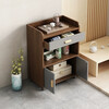 Movable coffee table sofa side cabinet side table tea cabinet office tea side cabinet under water tea table side cabinet tea table double door with one drawer and one compartment oak color