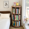Rotating bookshelf 360 degree bookcase floor-standing storage cabinet household storage rack solid wood movable bedside cabinet thickened 15MM pine | walnut color 44*44*103