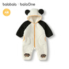 Balabala children's clothing, baby jumpsuit, baby outing clothes, rompers, autumn and winter clothes, new velvet feel, warm, comfortable and cute, milky white giant panda 90cm