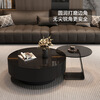 Hua Beisen coffee table black glass Italian minimalist slate living room home light luxury high-end simple round combination Baoge black glass surface + gray glass 80+50 cabinet shipped as a whole