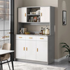 Gujia Home Living Room Sideboard Against the Wall Integrated Small Apartment Storage Cabinet Kitchen Multi-Function Shelf Cabinet Wine Cabinet Tea Heightened Shelves Model Owen Gray Gray and White 120C