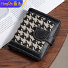 Ye Yu's new original cute Mao Ni Bear Wallet 2025 Autumn Plaid Short Lightweight Card Holder Wallet Large Capacity Women Houndstooth Black Regular Style