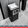 Stainless steel trash can for hotel lobby, shopping mall, office building, public place, elevator entrance with ashtray, smoke extinguisher, all black paint, side opening