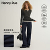 Henny Rue Women's Bottoming Shirt Women's Wool Design Fake Two-Piece Henry Collar Top Commuting Versatile Layer Long Sleeve Inner Maple Sugar Brown One Size
