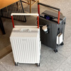 Charles heart-loving, good-looking, large-capacity, thickened aluminum frame travel suitcase, universal wheel trolley case, wide trolley, white thickened aluminum frame, wide trolley, cup holder, USB 20 inches