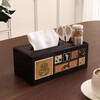 FAJIENUO tissue box storage medium antique style leather creative living room light luxury high-end tissue box Huazui Jinyin (large size)