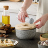 Home KATEI STORY Japanese garlic mash stone mortar granite garlic mortar manual pounding bowl garlic paste Chinese medicine grinder with cover splash-proof and dust-proof granite grinding stone mortar set