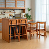 His Highness's Nordic solid wood island dining table Japanese style telescopic integrated cherry wood small apartment bar slate storage sideboard