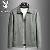 Playboy (PLAYBOY) jacket men's spring and autumn versatile leather jacket casual long-sleeved motorcycle jacket casual top black 2XL