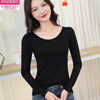 Modal bottoming shirt for women in summer and autumn, thin style, slim round neck, autumn coat, long-sleeved T-shirt top, black women's autumn white T, black S (79-90 pounds)