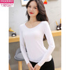 Modal bottoming shirt for women in summer and autumn, thin style, slim round neck, autumn coat, long-sleeved T-shirt top, black women's autumn white T, black S (79-90 pounds)