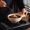 Cantonese-style claypot casserole, commercial high-temperature resistant, dry-cooked, non-cracking, traditional old-fashioned single-handled clay pot, special small casserole, dry-cooked, non-cracking, long-handled casserole - with lid 1000ml