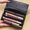 Kangaroo Women's Wallet Women's Long Genuine Leather Cowhide Large Capacity Multi-Function Clutch Women's Multiple Card Slots Korean Style Fashion Wallet Midnight Black (Cowhide Inside and Out)