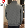 Pierre Cardin 2025 Plaid Cotton Jacket Men's Winter New Thin Warm Lapel Cotton Jacket Fashion Casual Cotton Jacket Gray 2XL 135-150 catties