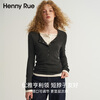 Henny Rue Women's Bottoming Shirt Women's Wool Design Fake Two-Piece Henry Collar Top Commuting Versatile Layer Long Sleeve Inner Maple Sugar Brown One Size