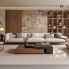 Jigi Song Dynasty aesthetic solid wood fabric sofa coffee table combination home living room designer guest sofa high-end light luxury