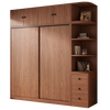 Guyuan Package Installation Wardrobe Bedroom Home New Chinese Style Storage Wardrobe Sliding Door Large Wardrobe 160*200*50 Main Cabinet + Top Cabinet + Side Cabinet