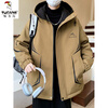 Woodpecker 2025 new youth autumn and winter velvet thickened jacket junior high school and high school students loose trendy sports jacket 10637-717 black (velvet coat) thickened 2XL 135-150 catties or so