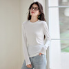 Catman Lyocell round neck bottoming shirt for women 25 years new spring and autumn style slim and versatile long-sleeved T-shirt top white