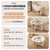 Funwudou small apartment movable folding dining table home round table light luxury modern simple multi-functional home dining sideboard integrated 1.2 meters all solid wood round folding dining table skin texture cream color