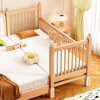 Zhiqushu all solid wood liftable beech wood spliced bed children's bed crib widened spliced large bed bedside bed can be customized three guardrails + 6cm coconut palm mattress + side lift can lift length 200 width 60 height 35 60 guardrails