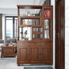 Mu Zhengmei new Chinese style shoe cabinet multi-functional living room partition cabinet entrance double-sided solid wood wine cabinet wall storage home wine rack 1.6 beech color
