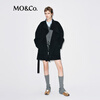 MO&Co. Woolen Coat 2025 Winter New Product One-button High Collar Diagonal Plaid Design Double-sided Woolen Coat MBE4OVC041 Black S /160