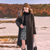 Sancai 2025 new winter double-sided woolen coat long round neck for women