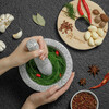 Home KATEI STORY Japanese garlic mash stone mortar granite garlic mortar manual pounding bowl garlic paste Chinese medicine grinder with cover splash-proof and dust-proof granite grinding stone mortar set