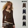 Henny Rue Women's Bottoming Shirt Women's Wool Design Fake Two-Piece Henry Collar Top Commuting Versatile Layer Long Sleeve Inner Maple Sugar Brown One Size