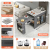 YIGESHA sofa side cabinet, high-end light luxury side table, mobile tea table, kettle, integrated table, tea bar machine, balcony tea table, coffee table, gray retractable side cabinet