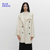 BLUE ERDOS Sun Qian's same style autumn and winter new 100% sheep wool simple double-breasted hooded coat B256K5705 white M (165)