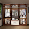 Jingtong Guangdong Foshan ENF grade 100% solid wood wardrobe walnut color customized segmented light luxury large wardrobe six doors 2.4 main cabinet + top cabinet