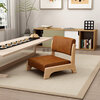 He Jiagong bed comfortable chair tatami seat Japanese backrest stool solid wood bay window bed for sedentary footless legless chair with legs off-white lamb wool wood color chair