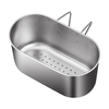 Mimu 304 stainless steel hook drain basket kitchen sink drain basket filters leftovers, washes vegetables and fruits, nail-free natural hanging style large size