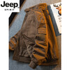 JEEP SPIRIT high-end lamb velvet stand-up collar workwear bomber jacket for men in autumn and winter warm plus velvet thickened cotton-padded jacket off-white M (95-115 pounds)