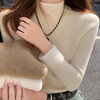 Yu Zhaolin (YUZHAOLIN) velvet bottoming shirt half turtleneck sweater for women autumn and winter new thickened warm inner white sweater top