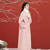 Three-color plum shadow sparse 2025 winter new sheep wool plate buckle double-sided woolen coat loose long style C Cherry Blossom Pink S 155/80A