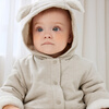 Minibala baby clothes for men and women, velvet-lined cotton jumpsuits, hooded rompers, autumn and winter ash card 50508 80cm