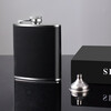 Baijie wine bottle 304 stainless steel portable leather wine bottle outdoor thickened white wine bottle flat wine bottle 170ml + funnel