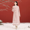 Three-color plum shadow sparse 2025 winter new sheep wool plate buckle double-sided woolen coat loose long style C Cherry Blossom Pink S 155/80A