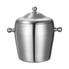 Chiweng bar ktv stainless steel double-layer insulated ice bucket ice clip champagne wine ice bucket handle thickened ice bucket ice cubes 1 liter single-layer ice bucket
