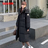 YAYA Down Jacket Women's 2025 Winter New Product Long Versatile Hooded Warm 90 Duck Down Thick Jacket Brown 2XL