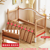 Beech wood spliced bed crib solid wood children's bed widened children's bedside bed with raised guardrails single bed (three side guardrails) 150*60CM side lift all beech
